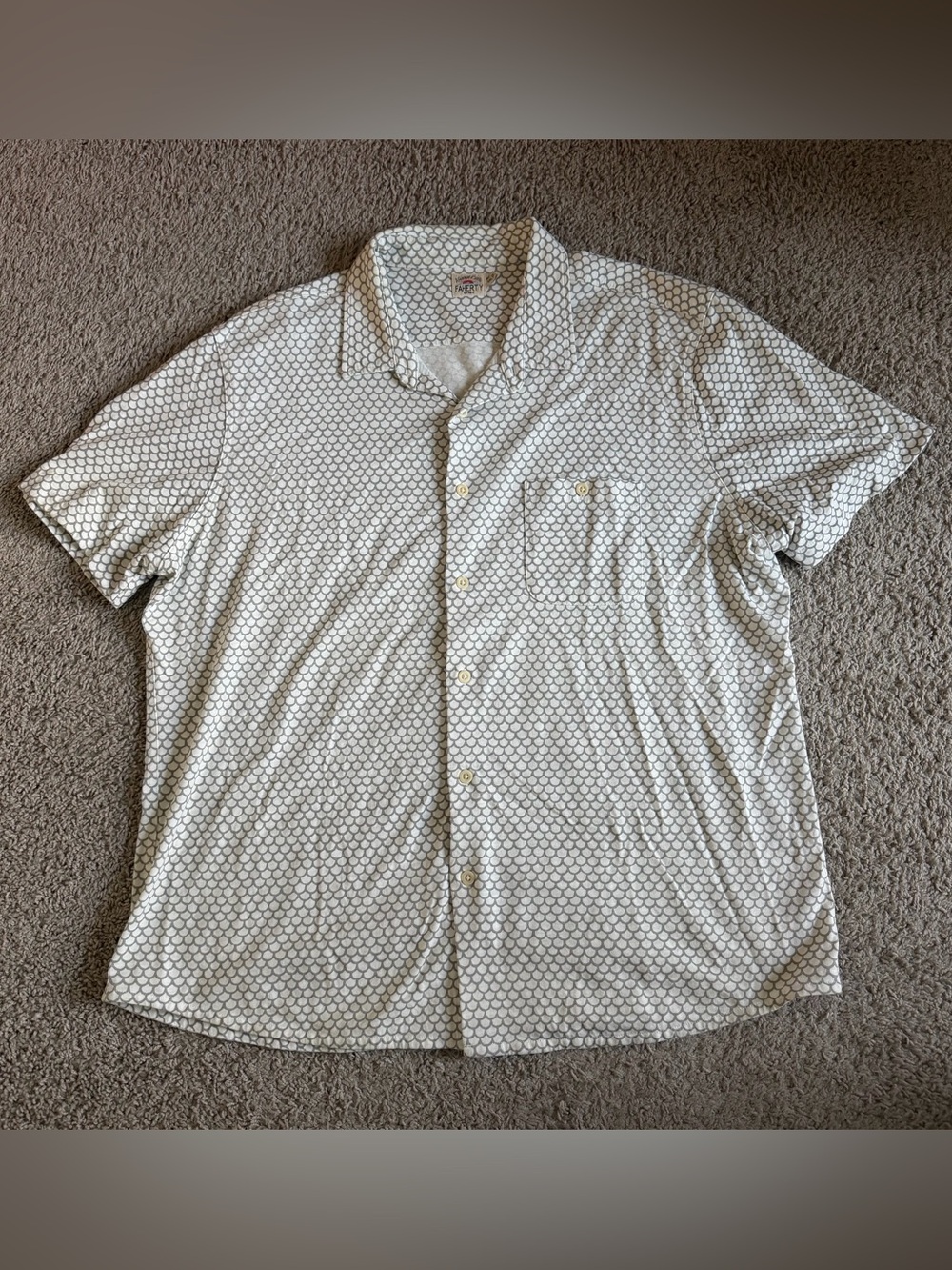Faherty Scale Print Button Down Short Sleeve Shirt